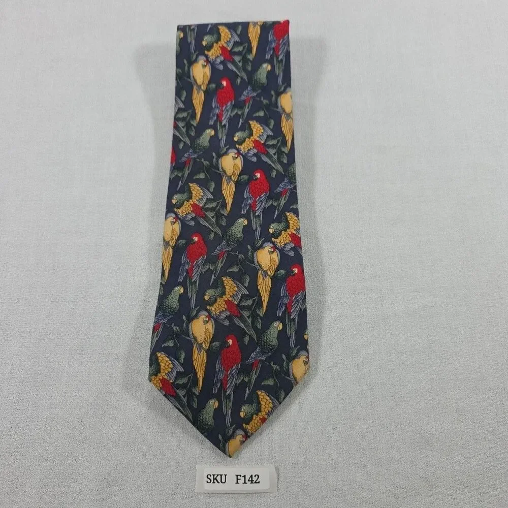 417 by Van Heusen Men's Multicolor Parrot 100% Silk Designer necktie